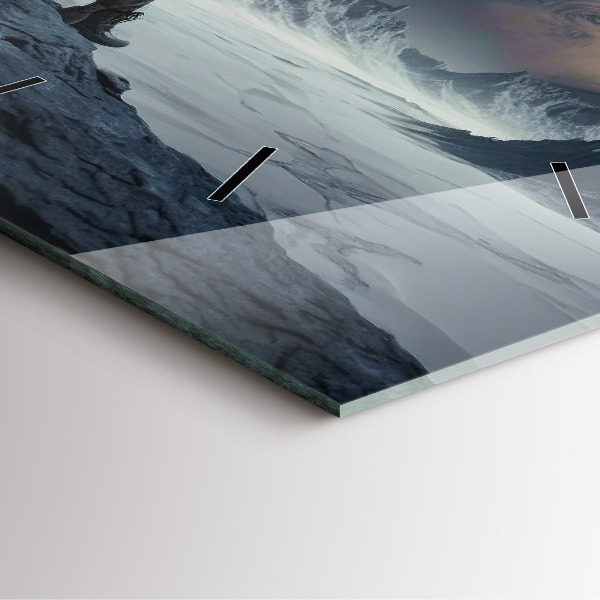 Ceas pătrat de perete din sticlă Omul pe fundalul lunii