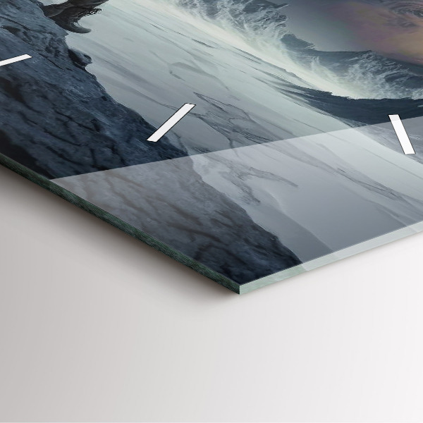 Ceas pătrat de perete din sticlă Omul pe fundalul lunii