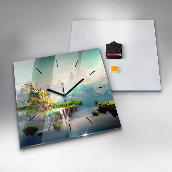 Ceas pătrat de perete din sticlă fantezie chinezească