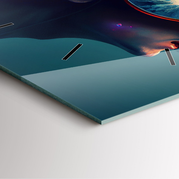 Ceas pătrat de perete din sticlă Lumea futuristă