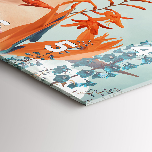 Ceas pătrat de perete din sticlă Femeie cu flori