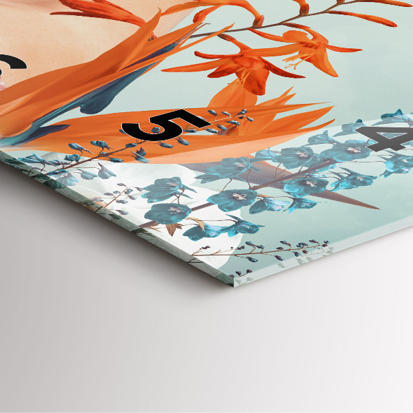 Ceas pătrat de perete din sticlă Femeie cu flori