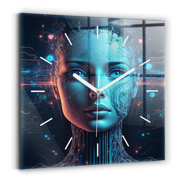 Ceas pătrat de perete din sticlă Inteligenţă artificială