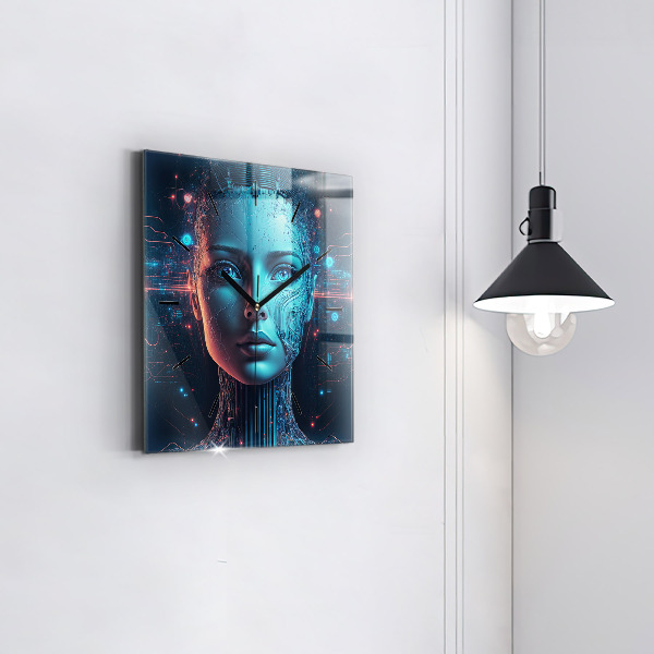 Ceas pătrat de perete din sticlă Inteligenţă artificială
