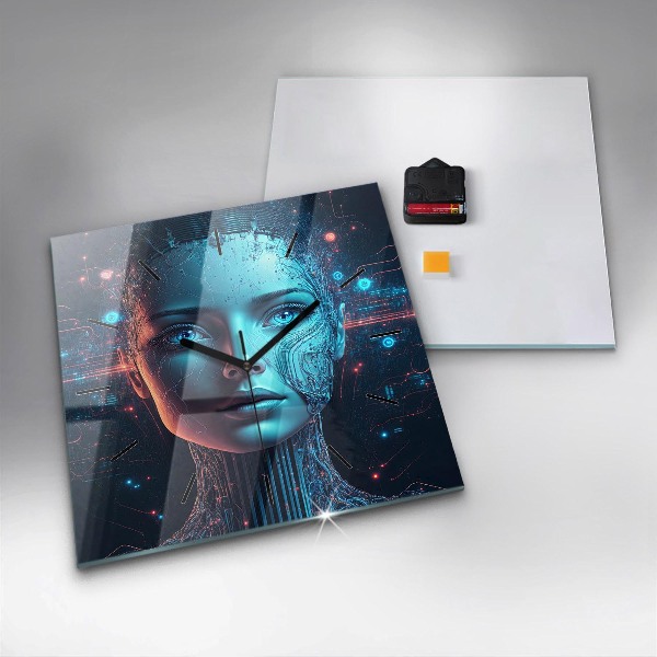 Ceas pătrat de perete din sticlă Inteligenţă artificială