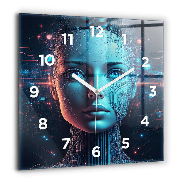 Ceas pătrat de perete din sticlă Inteligenţă artificială