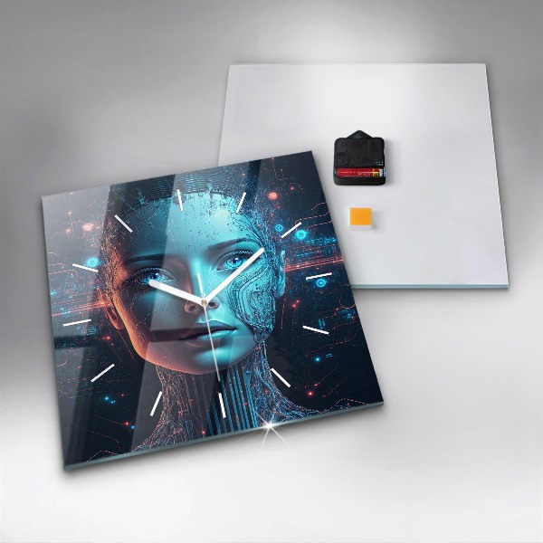 Ceas pătrat de perete din sticlă Inteligenţă artificială