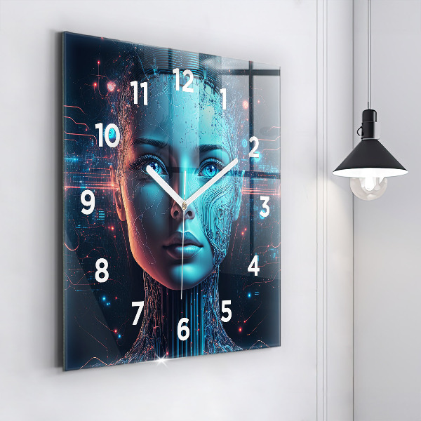Ceas pătrat de perete din sticlă Inteligenţă artificială