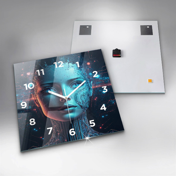 Ceas pătrat de perete din sticlă Inteligenţă artificială