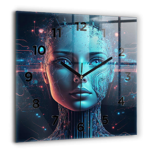 Ceas pătrat de perete din sticlă Inteligenţă artificială