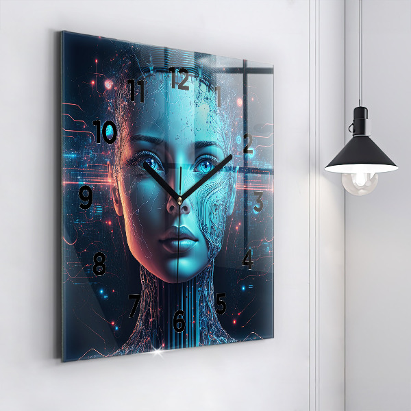 Ceas pătrat de perete din sticlă Inteligenţă artificială