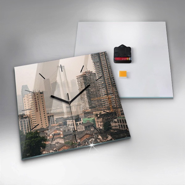 Ceas pătrat de perete din sticlă Orașul vechi Chongqing