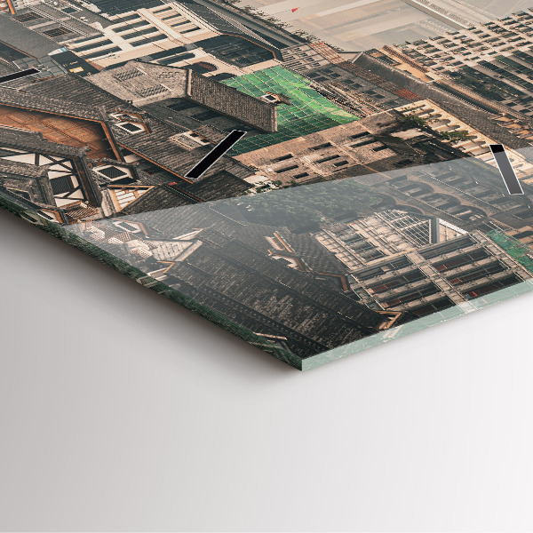 Ceas pătrat de perete din sticlă Orașul vechi Chongqing