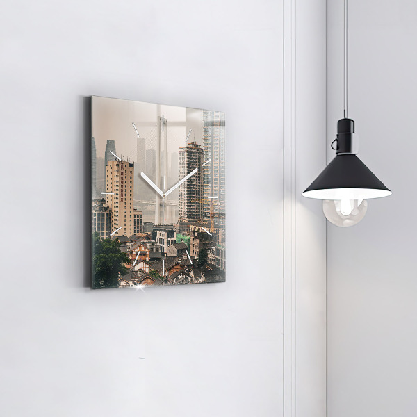 Ceas pătrat de perete din sticlă Orașul vechi Chongqing