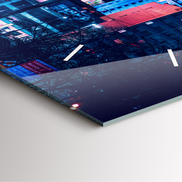 Ceas pătrat de perete din sticlă Varșovia noaptea