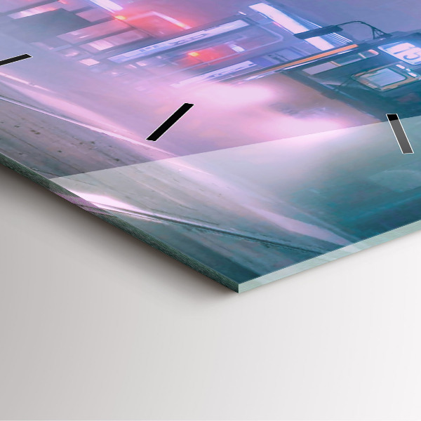 Ceas pătrat de perete din sticlă Varșovia în ceață