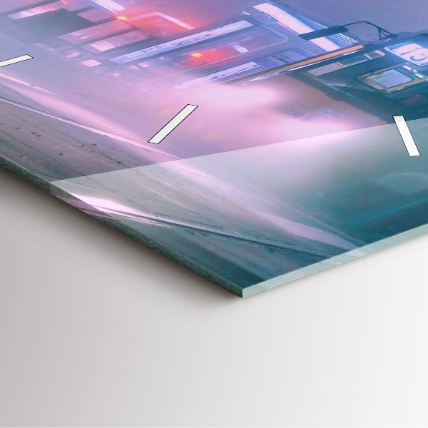 Ceas pătrat de perete din sticlă Varșovia în ceață