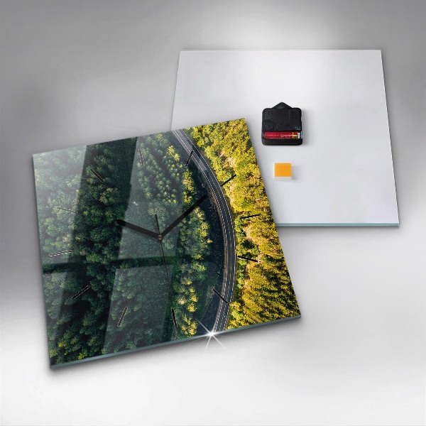 Ceas pătrat de perete din sticlă Pădure din vedere de ochi de pasăre