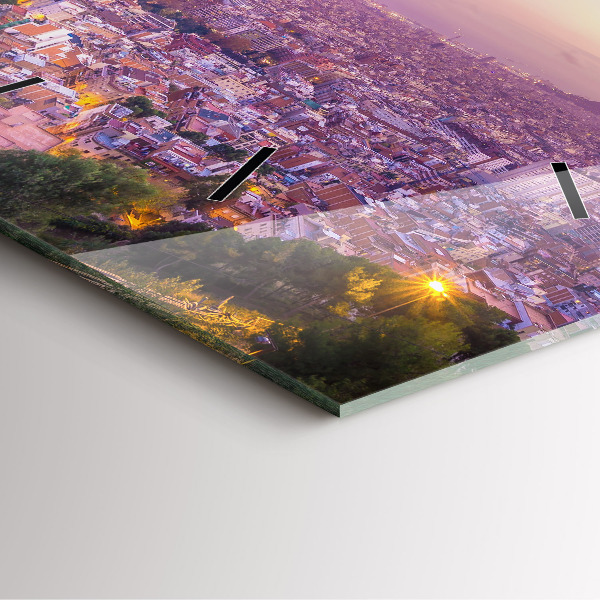 Ceas pătrat de perete din sticlă Barcelona Bunkers El Carmel