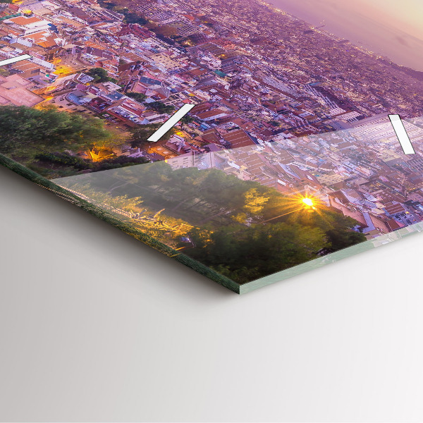 Ceas pătrat de perete din sticlă Barcelona Bunkers El Carmel