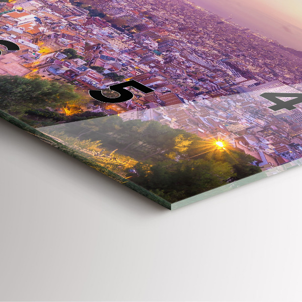 Ceas pătrat de perete din sticlă Barcelona Bunkers El Carmel