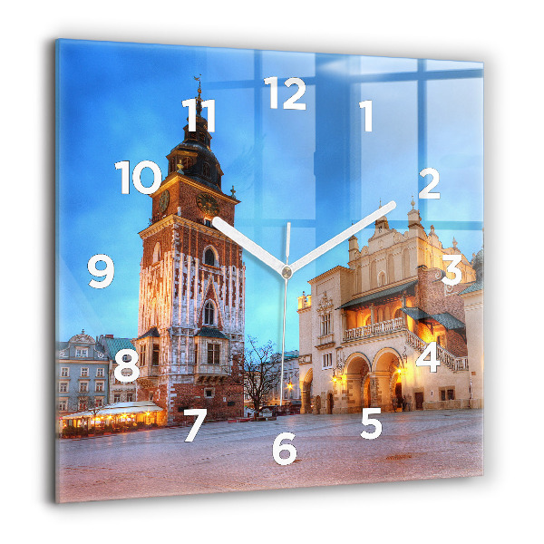 Ceas pătrat de perete din sticlă Piața principală din Cracovia