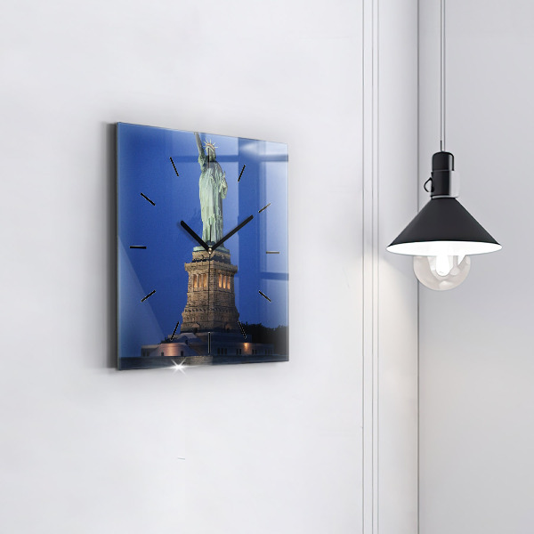 Ceas pătrat de perete din sticlă Statuia Libertății New York