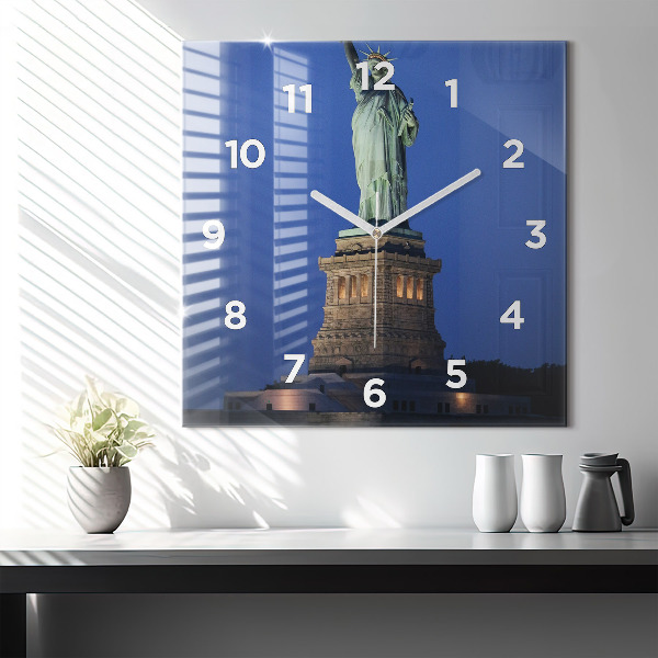 Ceas pătrat de perete din sticlă Statuia Libertății New York