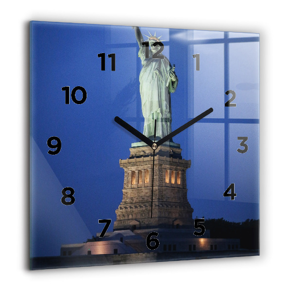 Ceas pătrat de perete din sticlă Statuia Libertății New York