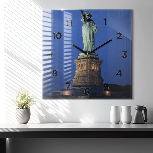 Ceas pătrat de perete din sticlă Statuia Libertății New York