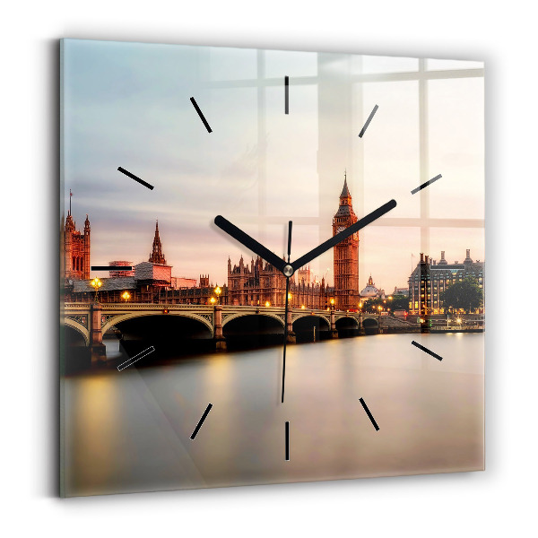 Ceas pătrat de perete din sticlă Orizontul Big Ben a Londrei