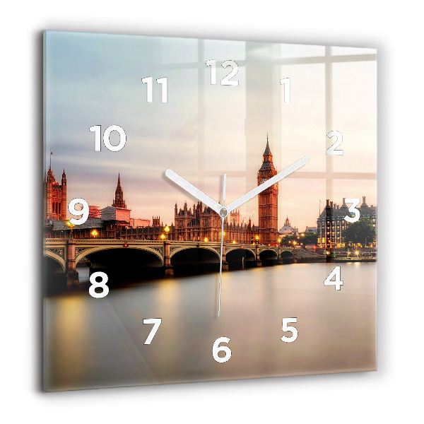 Ceas pătrat de perete din sticlă Orizontul Big Ben a Londrei