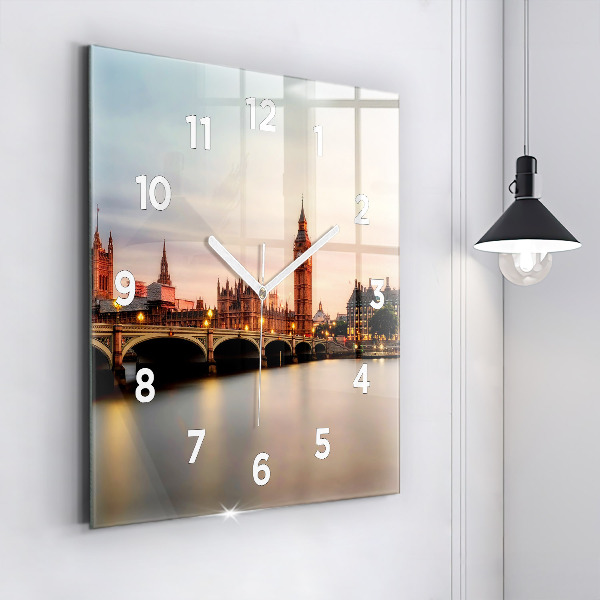 Ceas pătrat de perete din sticlă Orizontul Big Ben a Londrei