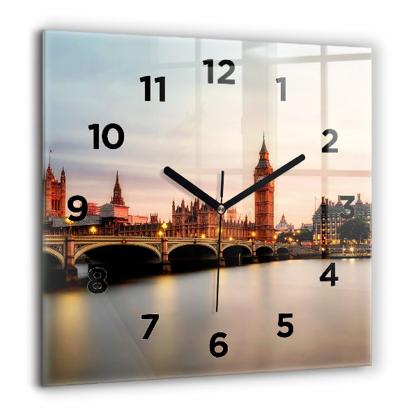 Ceas pătrat de perete din sticlă Orizontul Big Ben a Londrei