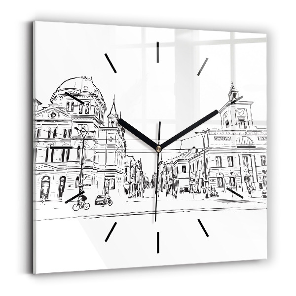 Ceas pătrat de perete din sticlă Ilustrația orașului Poznań