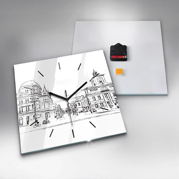 Ceas pătrat de perete din sticlă Ilustrația orașului Poznań