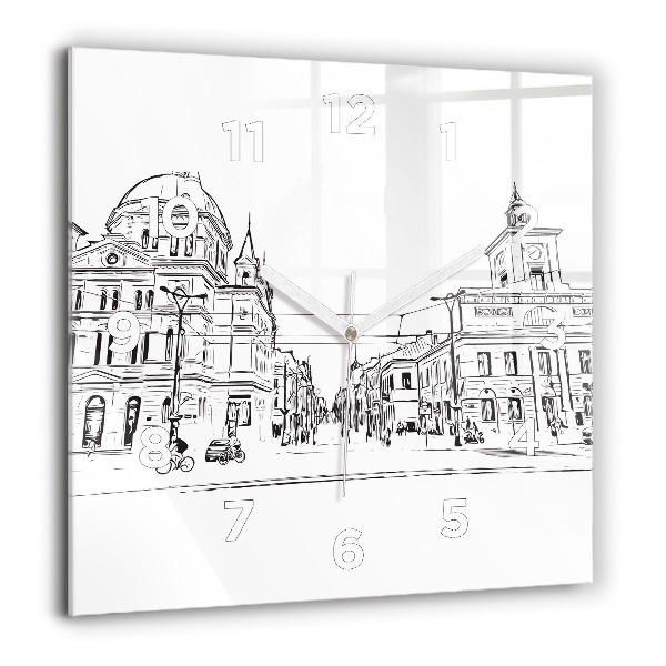Ceas pătrat de perete din sticlă Ilustrația orașului Poznań