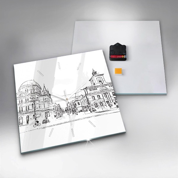 Ceas pătrat de perete din sticlă Ilustrația orașului Poznań