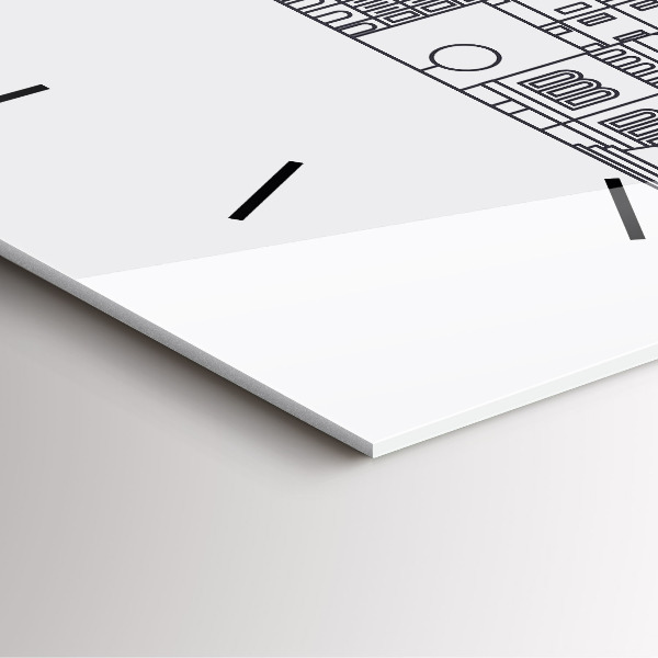 Ceas pătrat de perete din sticlă Panorama arhitecturii Łódź