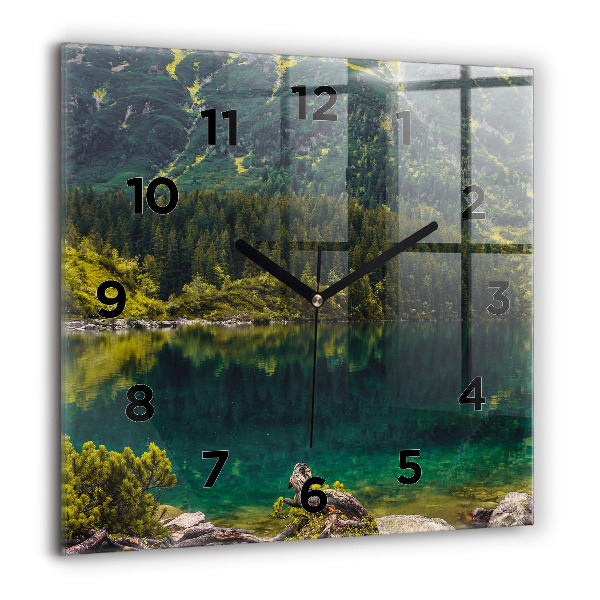 Ceas pătrat de perete din sticlă Morskie Oko în Munții Tatra
