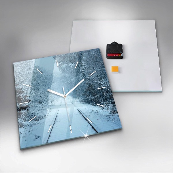 Ceas pătrat de perete din sticlă Căprioare pe șine