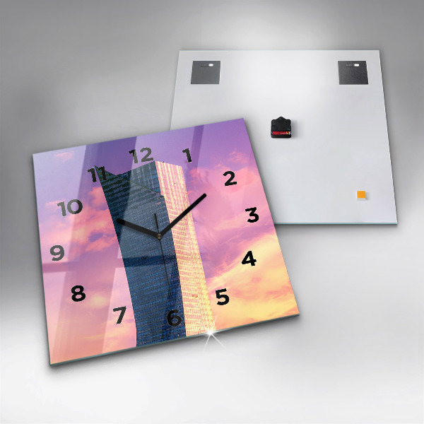 Ceas pătrat de perete din sticlă Zgârie-nori din Varșovia