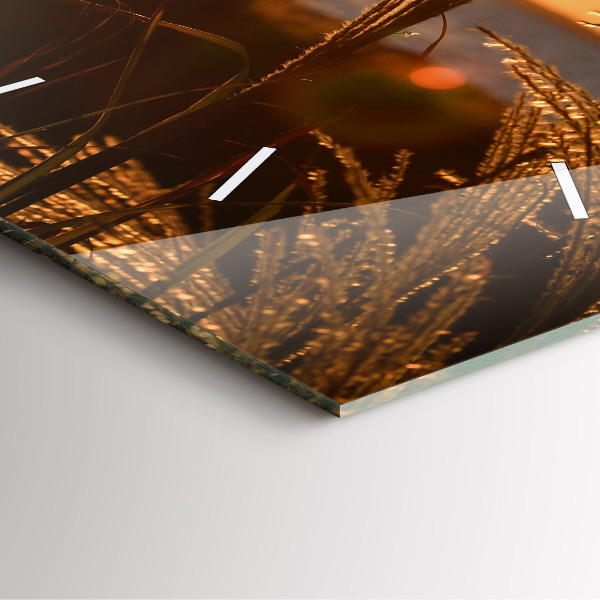 Ceas pătrat de perete din sticlă Grâu în soarele auriu