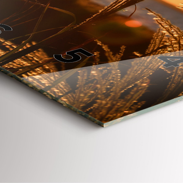 Ceas pătrat de perete din sticlă Grâu în soarele auriu