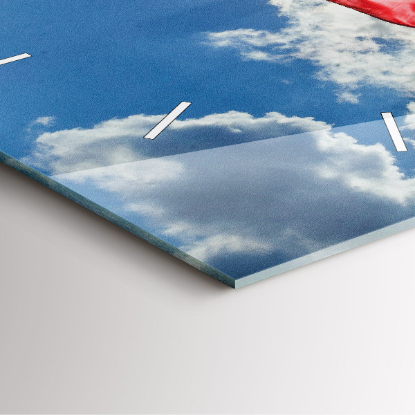 Ceas pătrat de perete din sticlă Steagul polonez pe cer