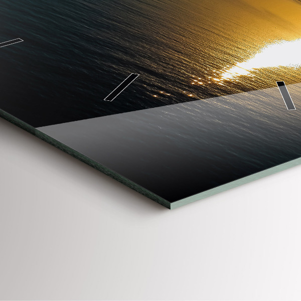 Ceas pătrat de perete din sticlă Peisaj de răsărit