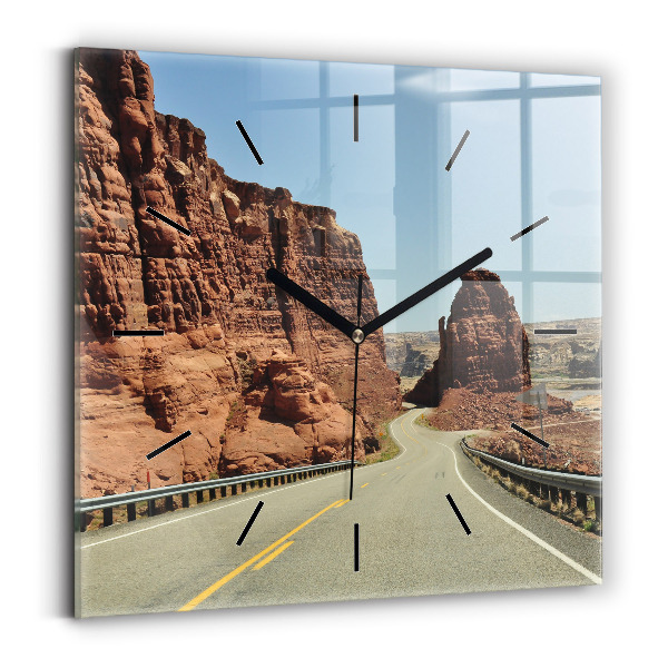 Ceas pătrat de perete din sticlă Route 66 în SUA