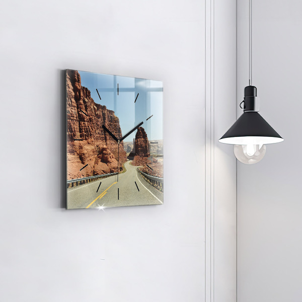 Ceas pătrat de perete din sticlă Route 66 în SUA