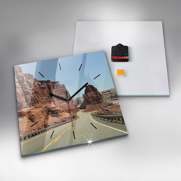 Ceas pătrat de perete din sticlă Route 66 în SUA