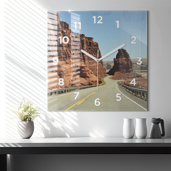 Ceas pătrat de perete din sticlă Route 66 în SUA
